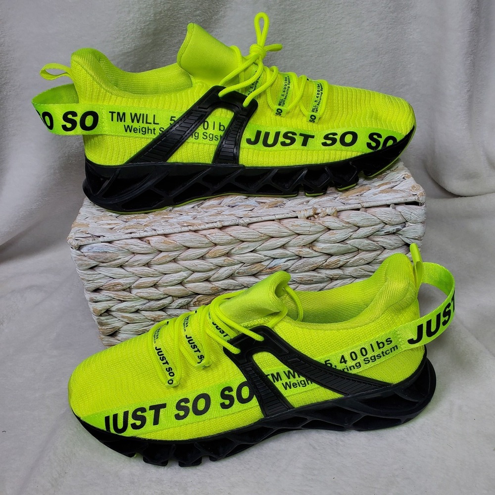 Men's Athletic Sports Running Sneakers EU 44 Size 10 Neon Green Activewear